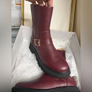 Michael Kors Burgundy Moto-Boot